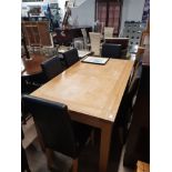 LARGE OAK DINING TABLE AND 6 CHAIRS