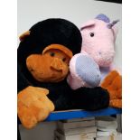 2 LARGE SOFT TOYS MONKEY AND UNICORN