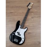 BLACK AND WHITE ELECTRIC BASS GUITAR