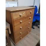 2 OVER 4 DRAWER PINE CHEST