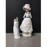 2 NAO FIGURINES INC GIRL WITH PUPPY AND WEDDING DAY