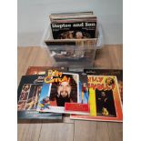 A BOX OF LP RECORDS MAINLY COMEDY THEMED INCLUDES BILLY CONNOLLY PLUS OTHER LPS