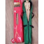 2 QUALITY PINE WOOD EASELS ONE BOXED AND ONE IN CARRY BAG