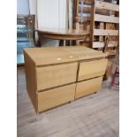A PAIR OF 2 DRAWER BEDSIDE UNITS
