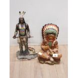 2 NATIVE AMERICAN FIGURES CHIEF AND THE PIPE OF PEACE FROM THE LEONARDO COLLECTION