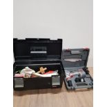 A TOOLBOX WITH CONTENT TOGETHER WITH PERFORMANCE CORDLESS DRILL SAS