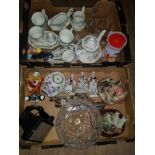 2 BOXES OF MISCELLANEOUS INC MURANO GLASS CLOWN ETC