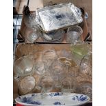 2 BOXES OF ASSORTED WARE INC GLASS WARE ETC