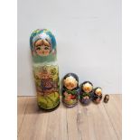 4 PIECE HAND PAINTED RUSSIAN DOLL SET PLUS ONE OTHER