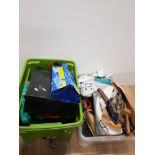 2 BOXES OF ASSORTED TOOLS INC TILE CUTTERS ETC