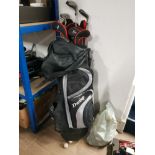 A GOLF BAG CONTAINING TOYOTA CLUBS TOGETHER WITH A BAG OF BALLS