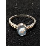 SILVER AND OPAL RING SIZE R1/2 GROSS WEIGHT 1.9G