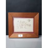 FRAMED SKETCH WITH LABEL ON BACK EUGENE L.LAMI 1800 TO 1890