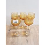 5 BOHEMIAN AMBER HOCK DRINKING GLASSES