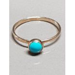 9CT GOLD RING WITH TURQUOISE STONE SIZE N GROSS WEIGHT 1G