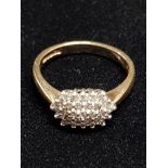 9CT GOLD DIAMOND CLUSTER RING APPROXIMATELY 0.20CTS SIZE I GROSS WEIGHT 2.3G