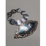 THAI SILVER INLAID BROOCH AND BRACELET