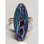 SILVER AND PAUA SHELL RING 3.8G SIZE O