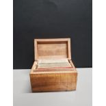 VINTAGE WOODEN CARD BOX CONTAINING 2 DECKS OF CARDS