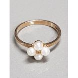 9CT GOLD AND CULTURED PEARL RING SIZE M GROSS WEIGHT 1.6G