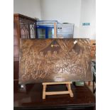 LARGE RELIEF COPPER PICTURE OF VIKING FEAST