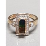 9CT YELLOW GOLD MYSTIC TOPAZ RING SIZE N WEIGHT GROSS 3G