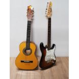 ELECTRIC ENCORE GUITAR NO STRINGS TOGETHER WITH ACOUSTIC PALMA GUITAR