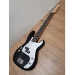 BLACK AND WHITE ELECTRIC BASS GUITAR