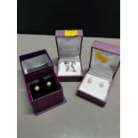 1 PAIR OF 9CT GOLD AND PEARL EARRINGS PLUS 1 PAIR OF SILVER AND GOLD ALSO INCLUDES PAIR OF SILVER