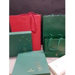 2 ROLEX BAGS AND 3 ROLEX BOXES PLUS OMEGA GIFT BAG