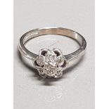 9CT WHITE GOLD DIAMOND CLUSTER RING 2.4G SIZE M