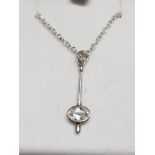 STERLING SILVER DROP PENDANT CLEARSTONE ON CHAIN