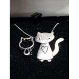 2 SILVER CAT PENDANTS ON 18INCH CHAIN