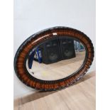 VICTORIAN MAHOGANY OVAL SHAPED MIRROR WITH DOUBLE BEVEL EDGE