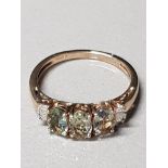 9CT GOLD AQUAMARINE AND DIAMOND RING SIZE O1/2