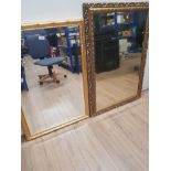 2 MODERN GILT FRAMED MIRRORS BOTH BEVELLED