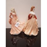 2 ROYAL WORCESTER FIGURES INC KIMBERLEY AND FLORAL LADIES