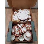 A BOX CONTAINING WELLINGTON CHINA AND BOXED SET OF COLCLOUGH