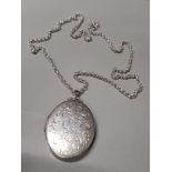 LARGE HALLMARKED SILVER LOCKET AND CHAIN 37G