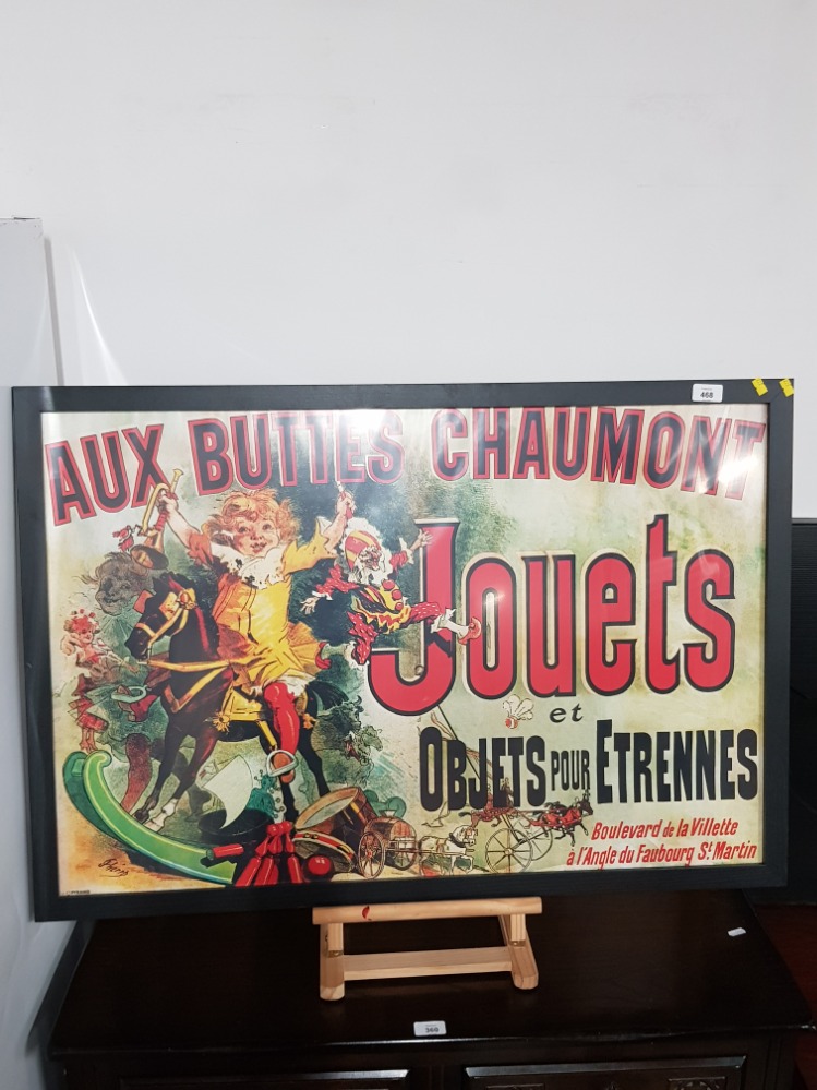 FRAMED FRENCH ADVERTISING PRINT AUX BUTTERS CHAUMONT JOUETS