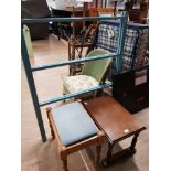 LOOM STYLE BEDROOM CHAIR TOGETHER WITH RETRO CLOTHING AIRER ETC