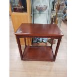 2 TIER MAHOGANY TURN OVER TOP TROLLEY/TABLE