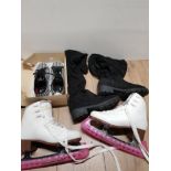 A PAIR OF FRED PERRY SHOES SIZE 5 GRAF BOLERO ICE SKATES SIZE 37 ETC