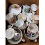 A BOX CONTAINING ASSORTED COMMEMORATIVE WARE