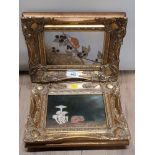 2 NICELY ORNATE FRAMED OIL ON BOARDS WILDLIFE SCENES SIGNED BY MAUREEN PARKER