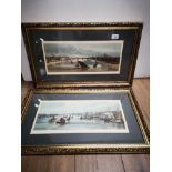 TWO GILT FRAMED PRINTS OF THE THAMES LONDON BRIDGE FROM SOUTHWARK BRIDGE AND BLACKFRIARS FROM