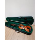 A VIOLIN BY THE STENTOR STUDENT ST WITH BOW AND CARRY CASE