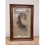 OAK FRAMED PORTRAIT TITLED PEGGY LITHOGRAPH BY PHILIP BOILEAU