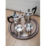 5 SILVER PLATED PIECES FROM THE VINERS OF SHEFFIELD INCLUDES 2 TEAPOTS 1 SERVING TRAY PLUS MILK