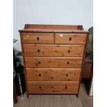 2 OVER 4 DRAWER PINE CHEST